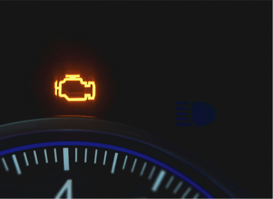 Светнала предупредителната лампа check engine